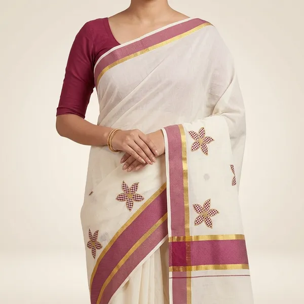 Kerala_Kasavu_Cotton_Saree_For_Women-Off_White_And_Maroon_