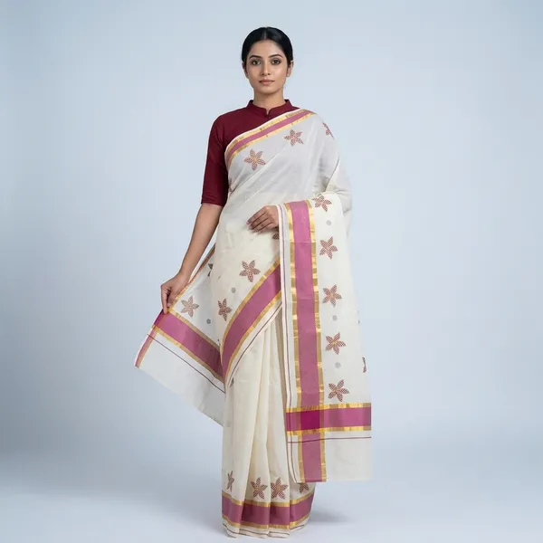 Kerala_Kasavu_Cotton_Saree_For_Women-Off_White_And_Maroon_