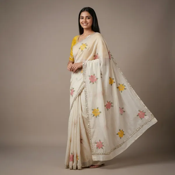 Fancy_Sareee_With_Blouse,_Mirror_Work