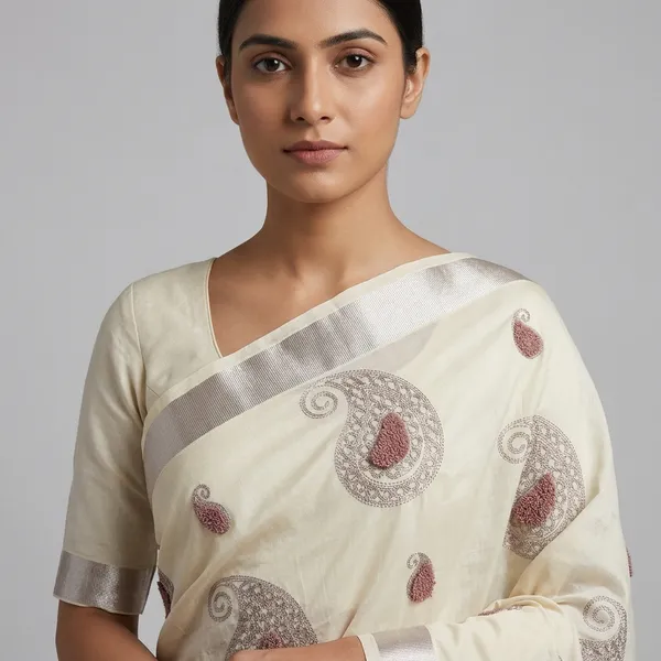Embellished_Paisley_Design_Saree_Border-Off_White_Cotton_