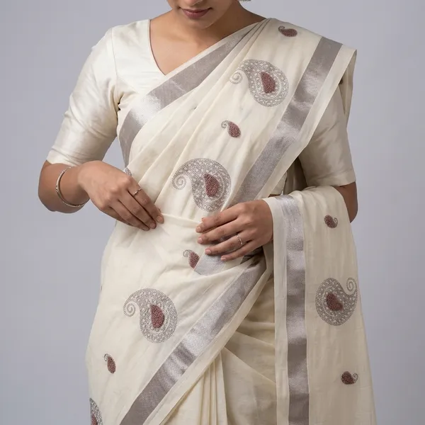 Embellished_Paisley_Design_Saree_Border-Off_White_Cotton_