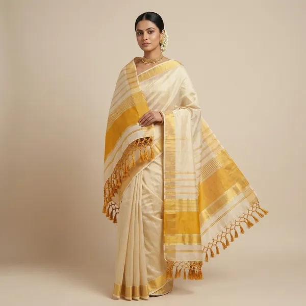 Kasavu_Saree_Cream_And_Golden_Border_Zari_-_Tissue_Silk_