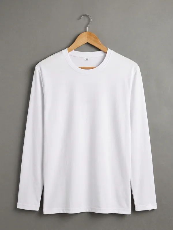 White_Cotton_Regular_Fit_Full_Sleeve_TShirt_For_Men