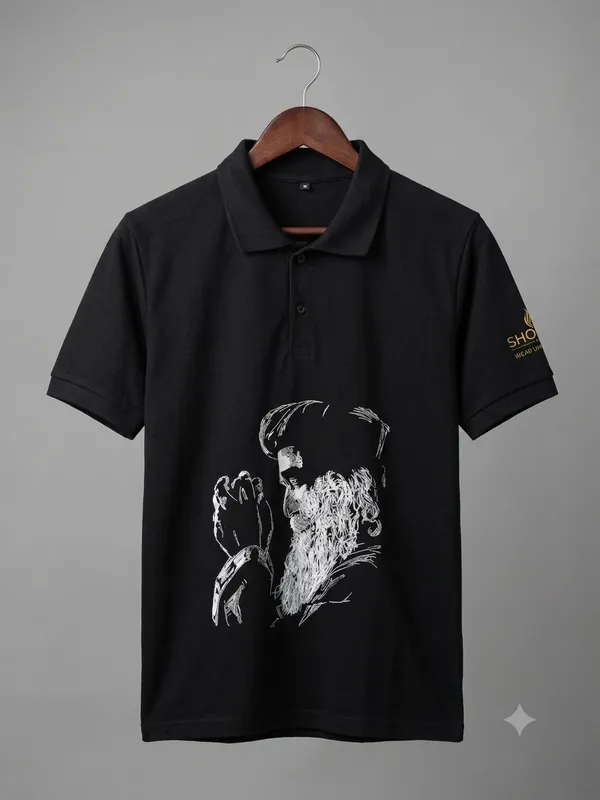 Black_Cotton_Trishul_Embroidered_Polo_TShirt_For_Men