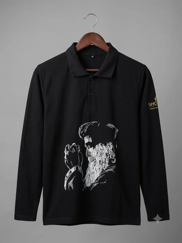 Black_Cotton_Full_Sleeve_Printed_Polo_TShirt_For_Men