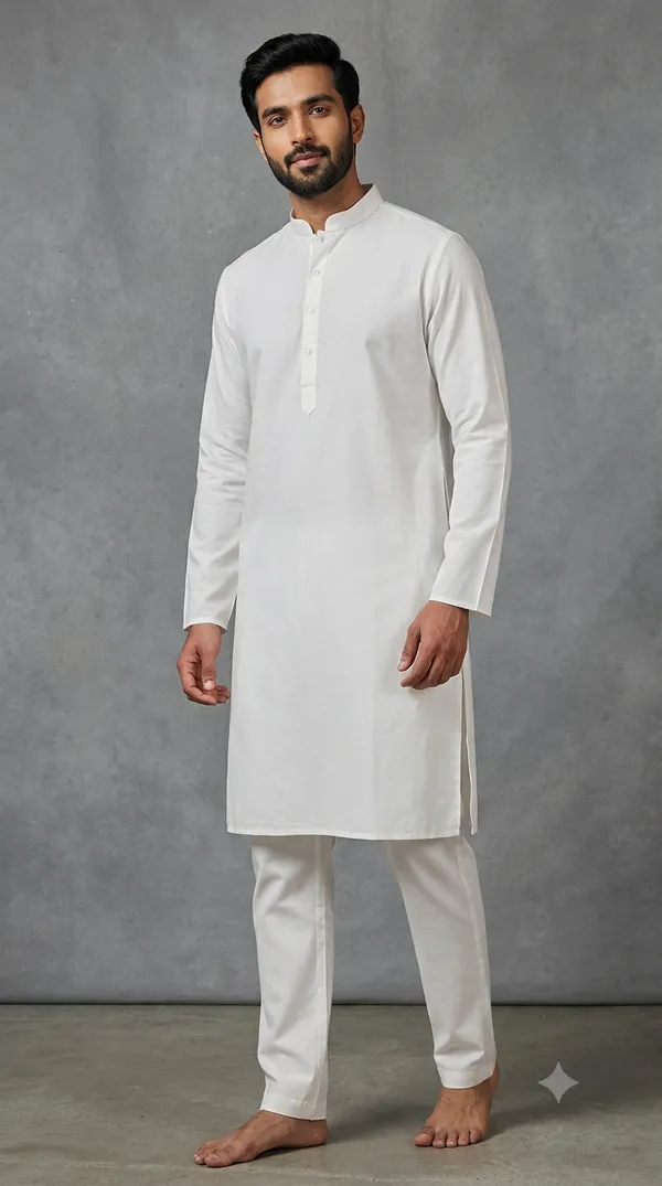 White_Cotton_Straight_Fit_Kurta_Pyjama_Set_For_Men