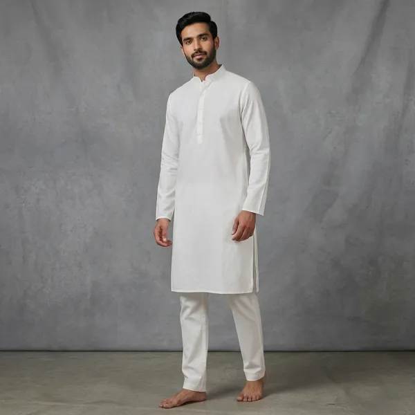 White_Cotton_Straight_Fit_Kurta_Pyjama_Set_For_Men