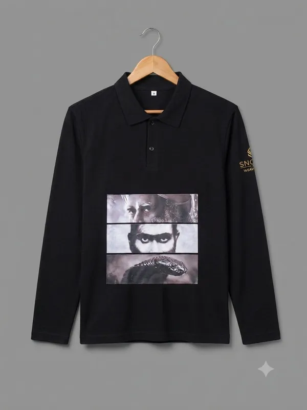 Black_Cotton_Full_Sleeve_Printed_Polo_TShirt_For_Men