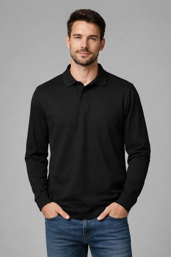 Black_Cotton_Full_Sleeve_Polo_TShirt_For_Men