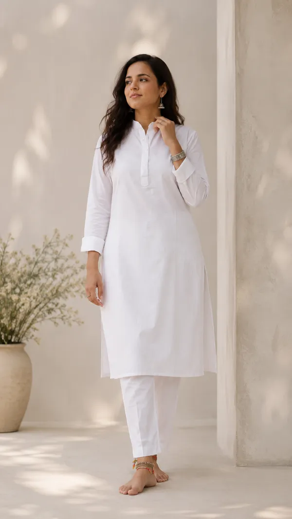 White_Cotton_Straight_Fit_Kurta_For_Women