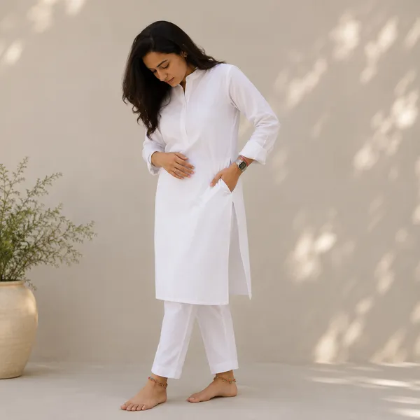 White_Cotton_Straight_Fit_Kurta_For_Women