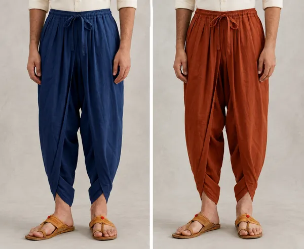 Earthy_Tone_Dhoti_Pants_Duo_Navy_Blue_Terracotta