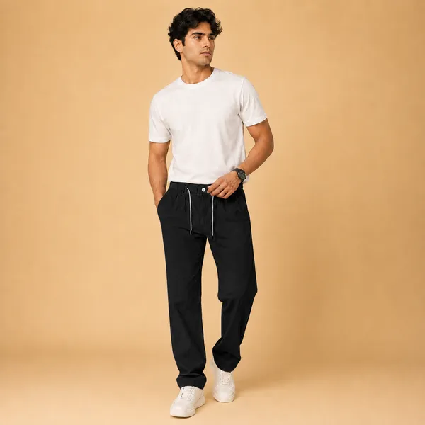 Wild_Woolly_Black_Men's_Linen_Blend_Relaxed_Fit_Track_Pants_|_Breathable_Casual_Pant_with_Elastic_Waist_&_Drawstring