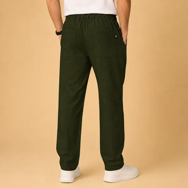 Wild_Woolly_Forest_Green_Men's_Linen_Blend_Relaxed_Fit_Track_Pants_|_Breathable_Casual_Pant_with_Elastic_Waist_&_Drawstring