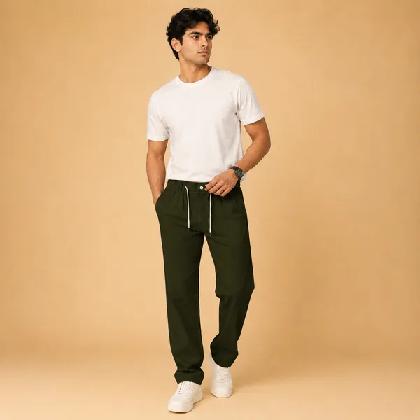 Wild_Woolly_Forest_Green_Men's_Linen_Blend_Relaxed_Fit_Track_Pants_|_Breathable_Casual_Pant_with_Elastic_Waist_&_Drawstring