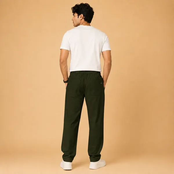Wild_Woolly_Forest_Green_Men's_Linen_Blend_Relaxed_Fit_Track_Pants_|_Breathable_Casual_Pant_with_Elastic_Waist_&_Drawstring