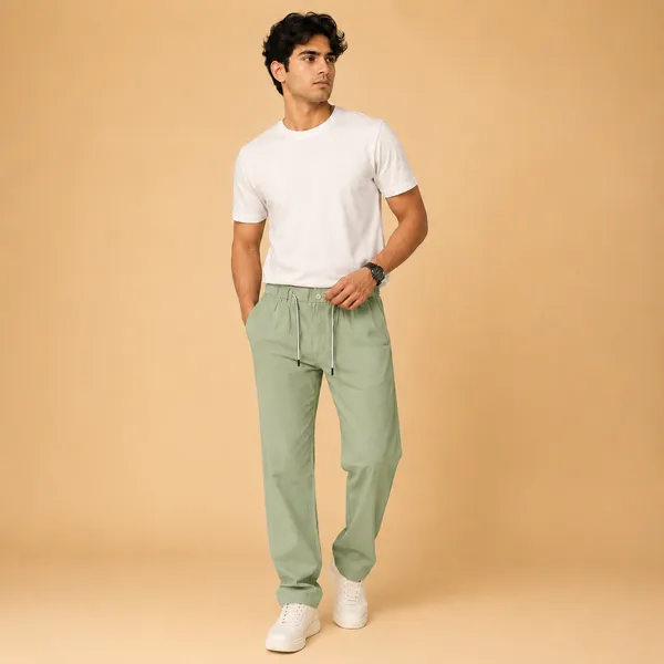 Wild_Woolly_Sage_Green_Men's_Linen_Blend_Relaxed_Fit_Track_Pants_|_Breathable_Casual_Pant_with_Elastic_Waist_&_Drawstring