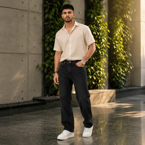 WILD_WOOLLY_Men's_Black_Baggy_Fit_Denim_Jeans_|_Premium_Cotton_Denim_|_Streetwear_Relaxed_Fit_|_Nature_Inspired_Luxury_Denim