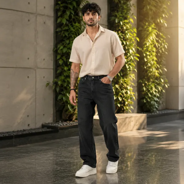 WILD_WOOLLY_Men's_Black_Baggy_Fit_Denim_Jeans_|_Premium_Cotton_Denim_|_Streetwear_Relaxed_Fit_|_Nature_Inspired_Luxury_Denim