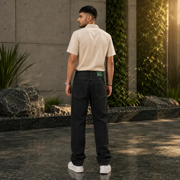 WILD_WOOLLY_Men's_Black_Baggy_Fit_Denim_Jeans_|_Premium_Cotton_Denim_|_Streetwear_Relaxed_Fit_|_Nature_Inspired_Luxury_Denim