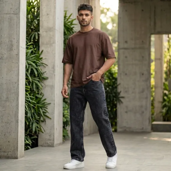 WILD_WOOLLY_Men's_Carbon_Black_Baggy_Fit_Jeans_|_Premium_Cotton_Denim_|_Relaxed_Streetwear_Fit_|_Nature_Inspired_Luxury_Denim