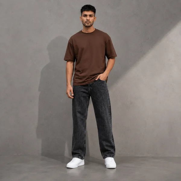 WILD_WOOLLY_Men's_Carbon_Black_Baggy_Fit_Jeans_|_Premium_Cotton_Denim_|_Relaxed_Streetwear_Fit_|_Nature_Inspired_Luxury_Denim