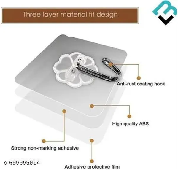 Pvc_Plastic_Transparent_Heavyduty_Adhesive_Wall_Hooks_Pack_Of_30