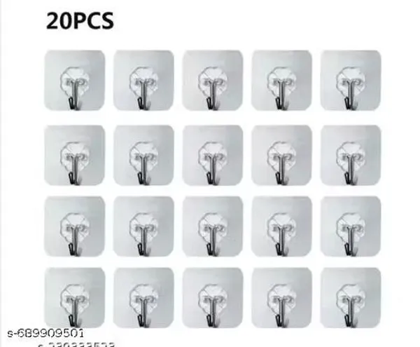 Pvc_Plastic_Transparent_Heavyduty_Adhesive_Wall_Hooks_Set_Of_20_Pack_Of_2