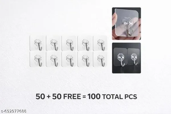 Pvc_Plastic_Transparent_Selfadhesive_Wall_Hooks_Nodrill_Pack_Of_2