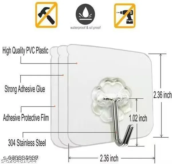 Plastic_Transparent_Waterproof_Adhesive_Wall_Hooks_Pack_Of_30