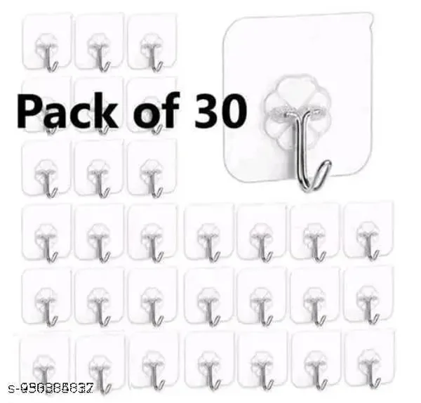 Plastic_Transparent_Waterproof_Adhesive_Wall_Hooks_Pack_Of_30