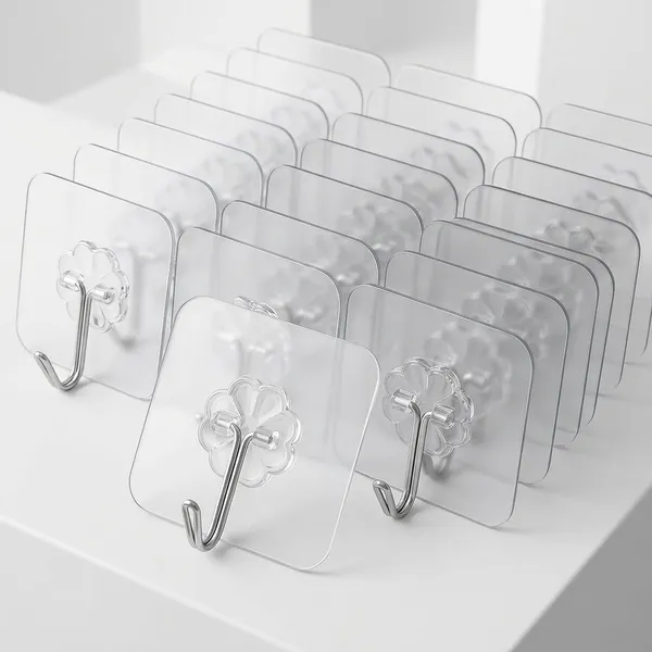 Pvc_Plastic_Transparent_Heavyduty_Adhesive_Wall_Hooks_Pack_Of_30