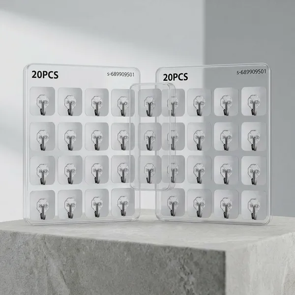Pvc_Plastic_Transparent_Heavyduty_Adhesive_Wall_Hooks_Set_Of_20_Pack_Of_2