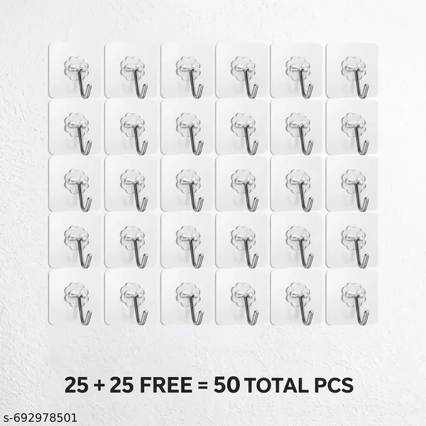 Pvc_Plastic_Transparent_Self_Adhesive_No_Drill_Wall_Hooks_50_Pc
