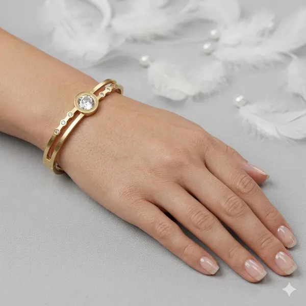 Gold_Plated_Bezel_Set_Crystal_Layered_Bangle_Bracelet_For_Women