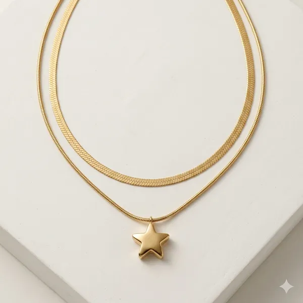Gold_Toned_Layered_Necklace_Set_With_Star_Pendant