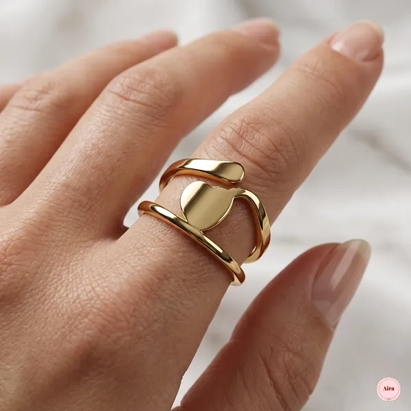 Gold_Tone_Abstract_Sculptural_Ring_For_Women