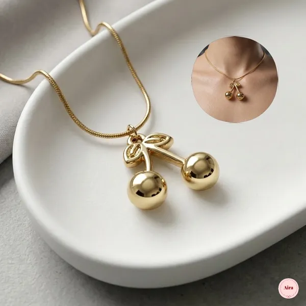 Gold_Toned_Cherry_Charm_Pendant_Necklace