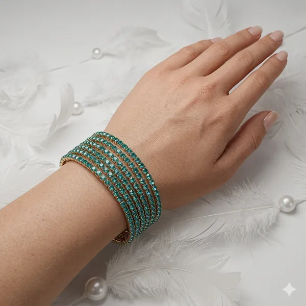 Turquoise_Crystal_Beaded_Multi-Strand_Bracelet