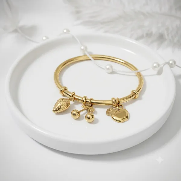 Gold_Plated_Charm_Bracelet_With_Strawberry_And_Apple_Charms