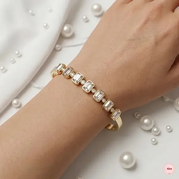 Gold_Plated_Emerald_Cut_Crystal_Bangle_Bracelet