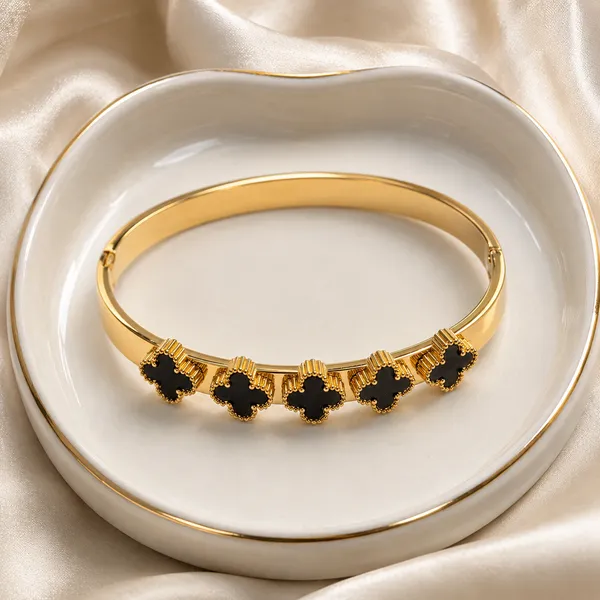 Gold_Plated_Black_Stone_Clover_Cuff_Bracelet