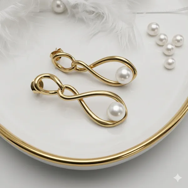 Gold_Steel_Pearl_Statement_Earrings_For_Women