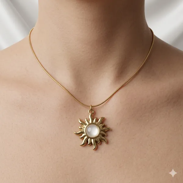 Gold_Steel_Sun_Pendant_Necklace_For_Women