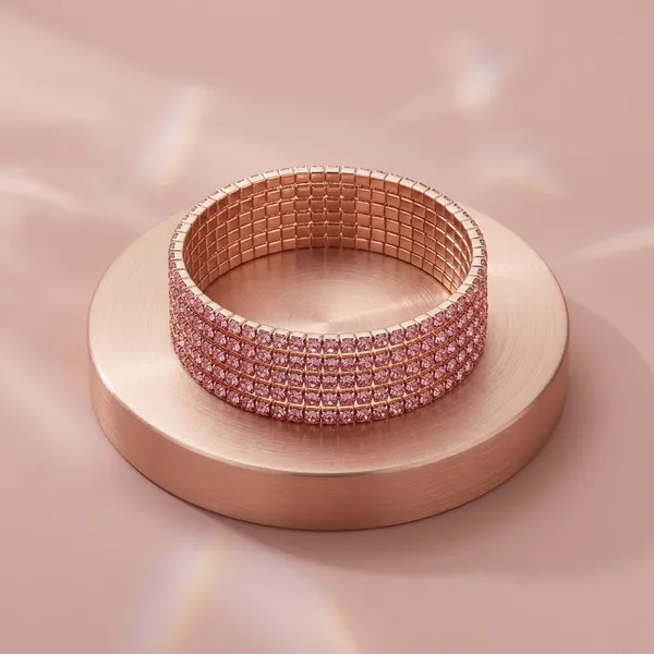 Pink_Crystal_Studded_Multi-Layer_Bracelet_For_Women