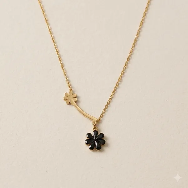 Gold_And_Black_Floral_Pendant_Necklace_For_Women