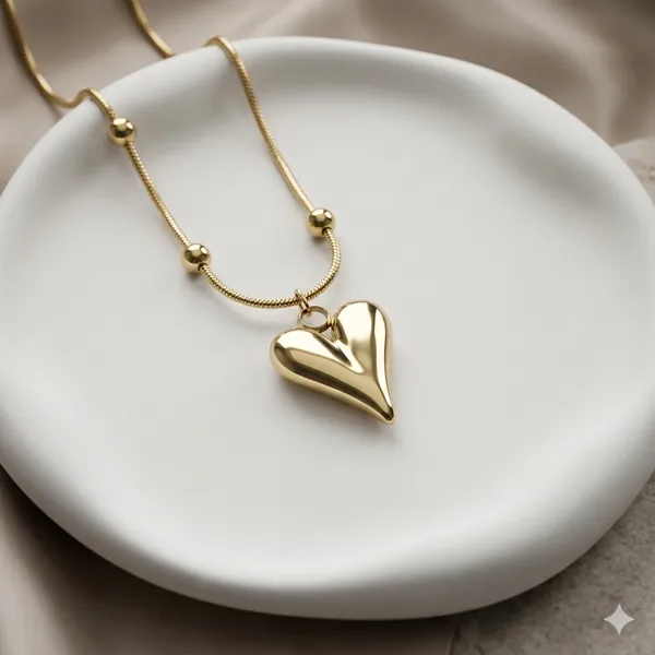 Gold_Steel_Heart_Pendant_Necklace_For_Women