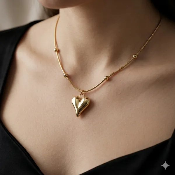 Gold_Steel_Heart_Pendant_Necklace_For_Women