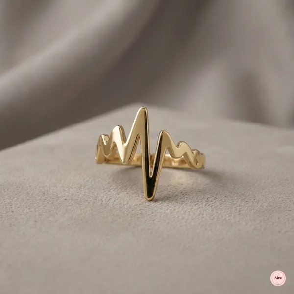 Gold_Tone_Heartbeat_Design_Adjustable_Ring_For_Women