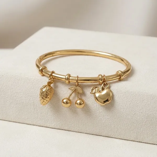 Gold_Tone_Fruit_Charm_Bracelet_For_Women